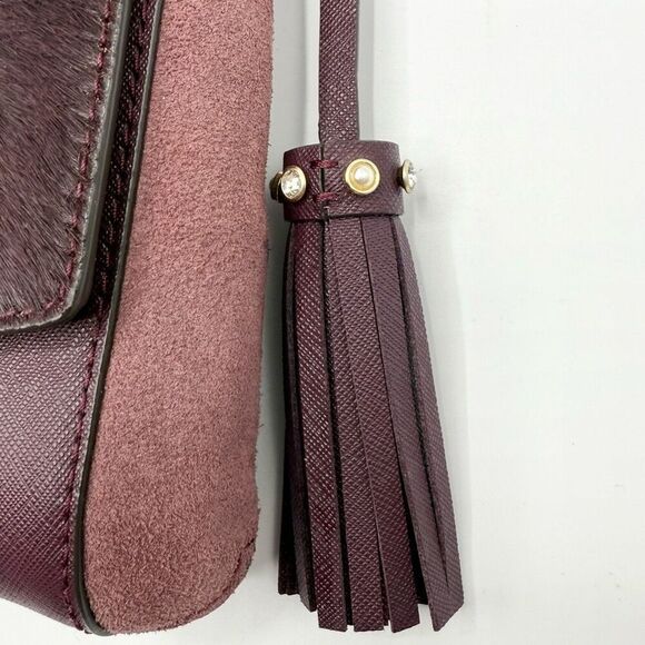 Kate Spade Laurel Way Haircalf Deep Plum Leather Shoulder Crossbody Bag NWOT - Picture 10 of 11